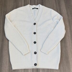 Monoprix Femme Cream Knit Cardigan – Size 2 (Fits Small / Oversized) Women’s